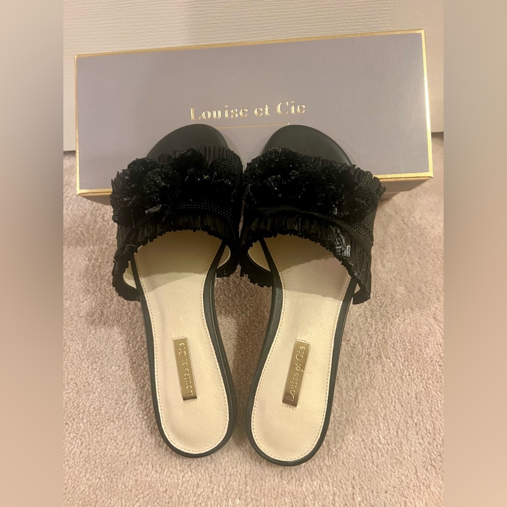 Louise et Cie Black Raffia Sandals NWT 7.5 Style Lo-Arthya